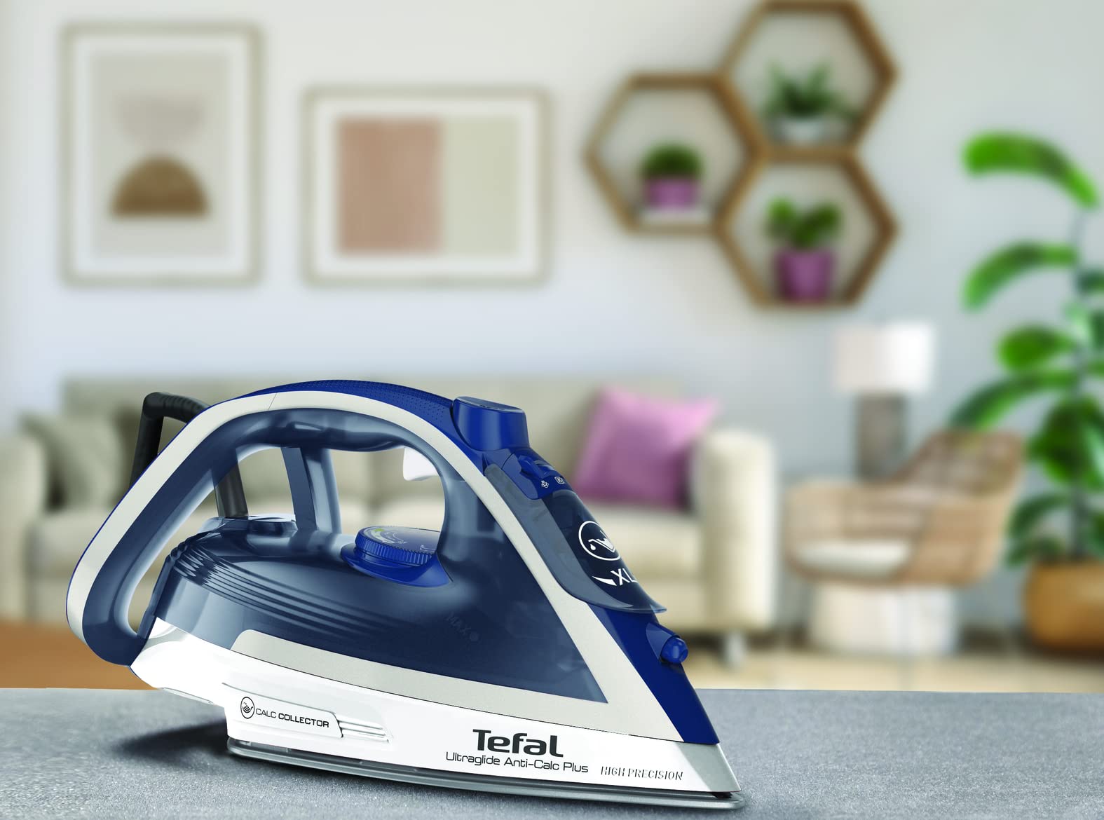 TEFAL Ultraglide Anti-Calc Plus Steam Iron, 270 ml, 2800 Watts, Blue/Silver, Plastic/Durilium Airglide, FV5820G0, 1 year warranty (OPEN BOX) TEFAL Ultraglide Anti-Calc Plus Steam Iron, 270 ml, 2800 Watts, Blue/Silver, Plastic/Durilium Airglide, FV5820G0, 1 year warranty (OPEN BOX)